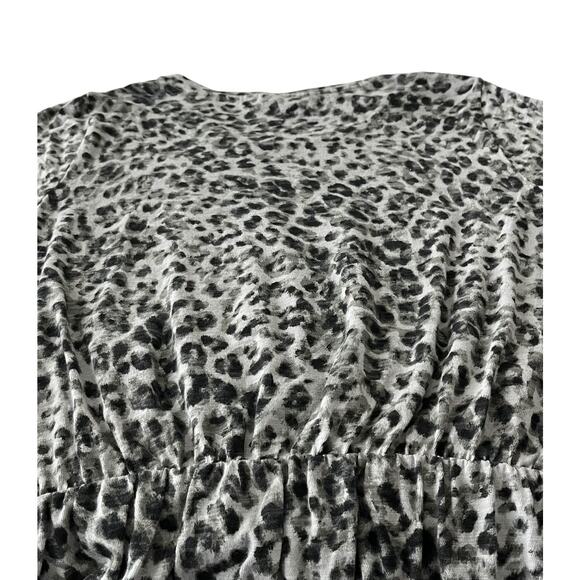 OLD NAVY SHORT SLV MIDI FIT & FLARE WAIST DRESS, WOMENS, L, GREY/BLACK LEOPARD - Picture 7 of 11